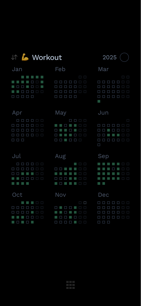 Workout stats for 2025